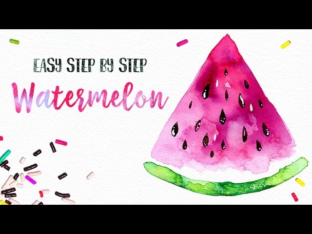 Easy Watercolor Watermelon Painting Step by Step. You can do this! :)