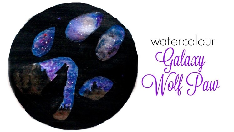 Easy Watercolour Galaxy Wolf Paw Print