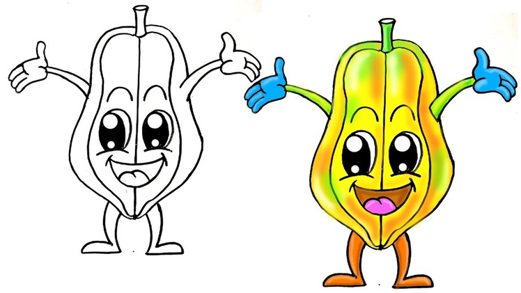 How to Draw a Cartoon Papaya Cute Easy