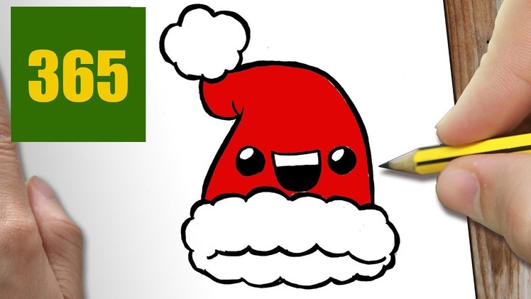 HOW TO DRAW A CHRISTMAS HAT CUTE, Easy step by step drawing lessons for kids