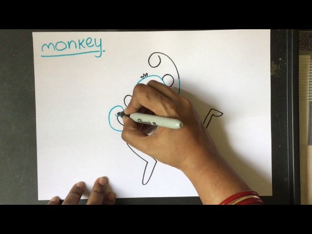 How to draw a Monkey (Easy drawing for Kids using the word)