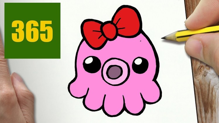 HOW TO DRAW A OCTOPUS CUTE, Easy step by step drawing lessons for kids