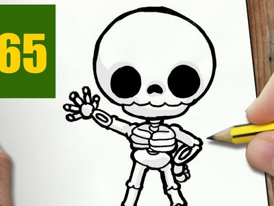 HOW TO DRAW A SKELETON CUTE, Easy step by step drawing lessons for kids