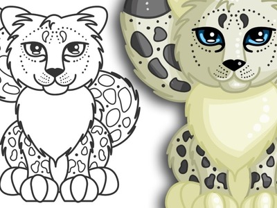 How to draw a Snow Leopard | Cute and Easy | Step By Step Drawing