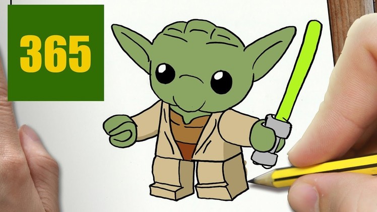 HOW TO DRAW A YODA CUTE, Easy step by step drawing lessons for kids