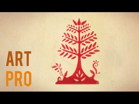 How to draw an easy Tree - Folk Art style