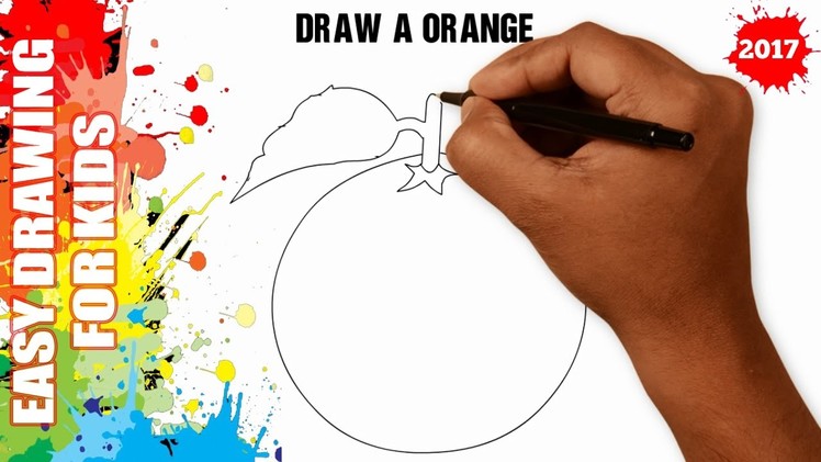 How to draw an orange EASY and SIMPLE for kids in 50s