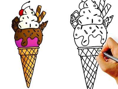How to Draw Cartoon Ice Cream Easy (Cartoon Food)