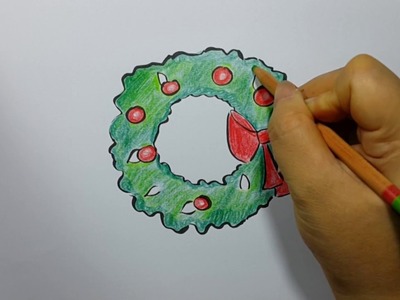 How to Draw Christmas Wreath-Easy and Fun!!