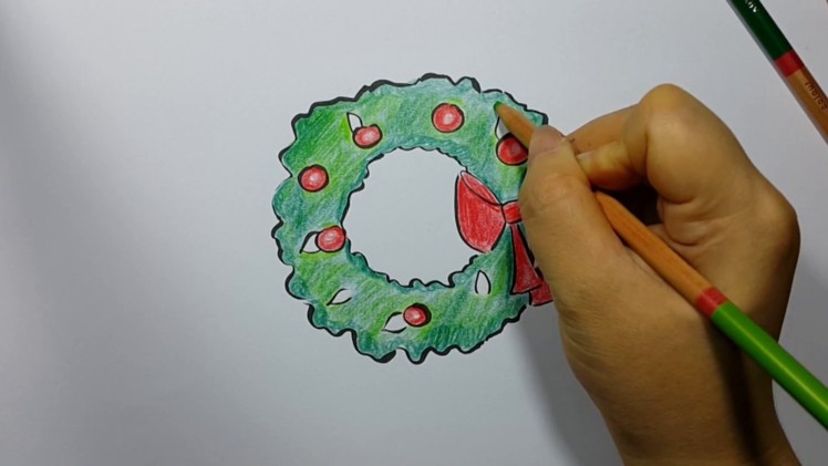 How to Draw Christmas Wreath-Easy and Fun!!
