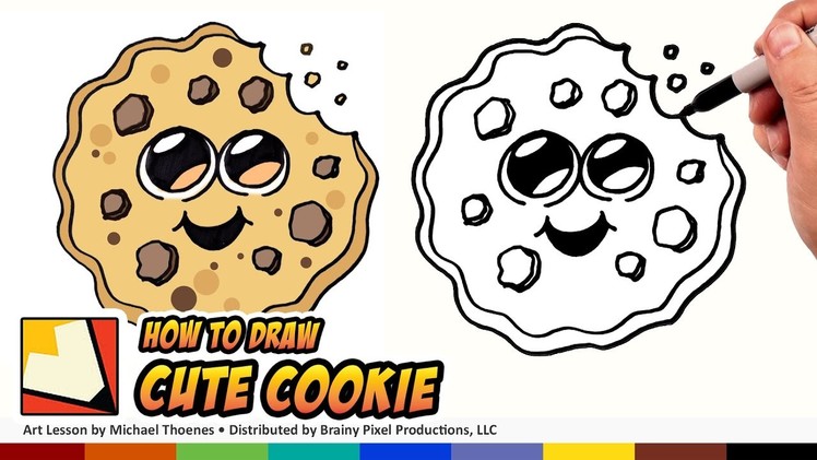 How to Draw Cute Cartoon Cookie Emoji - An Easy Cute Cookie to Draw!