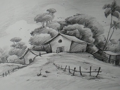 How to Draw Easy and Simple Landscape For Beginners with PENCIL