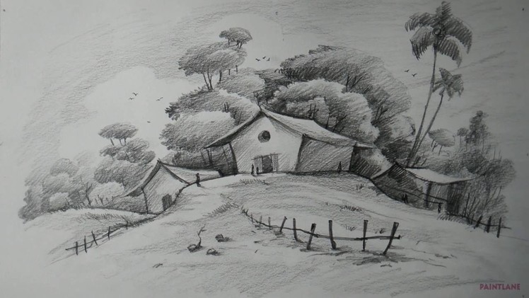 How to Draw Easy and Simple Landscape For Beginners with PENCIL