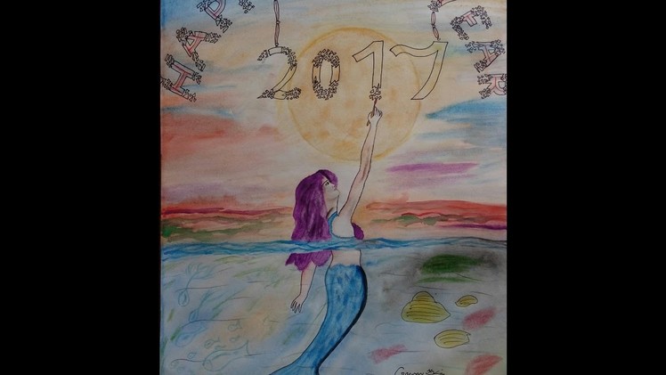 How to draw happy new year watercolor painting. Easy but beautiful.