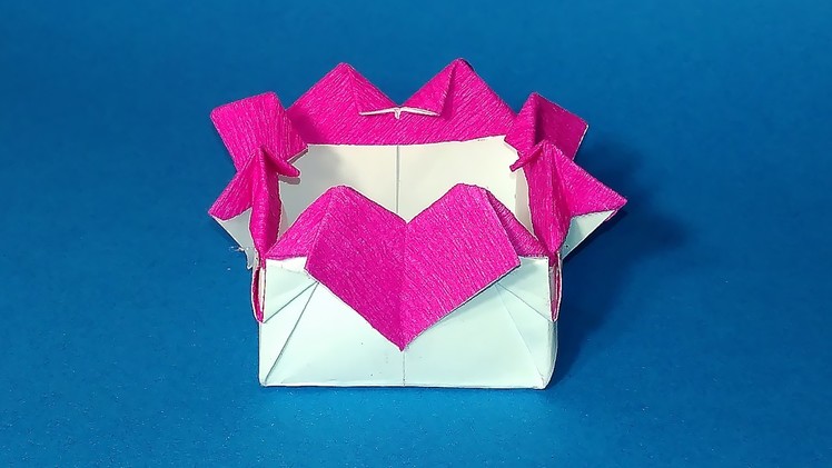 Origami gift box with hearts. Ideas for Valentine's day