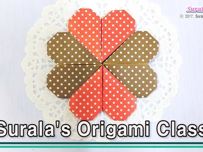 Origami - Heart coaster (fourleaf clover)