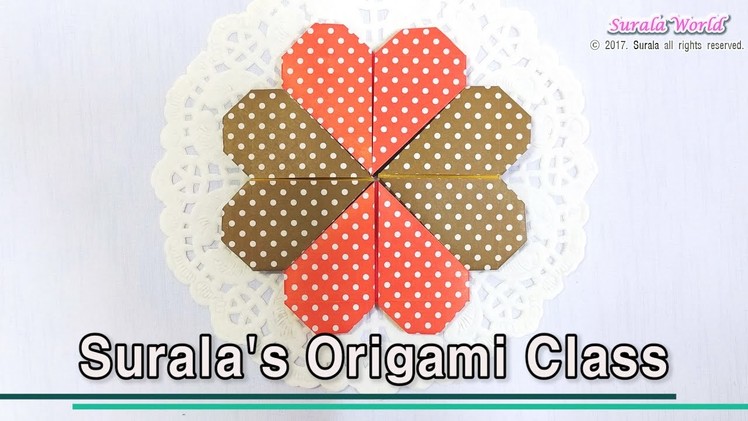 Origami - Heart coaster (fourleaf clover)