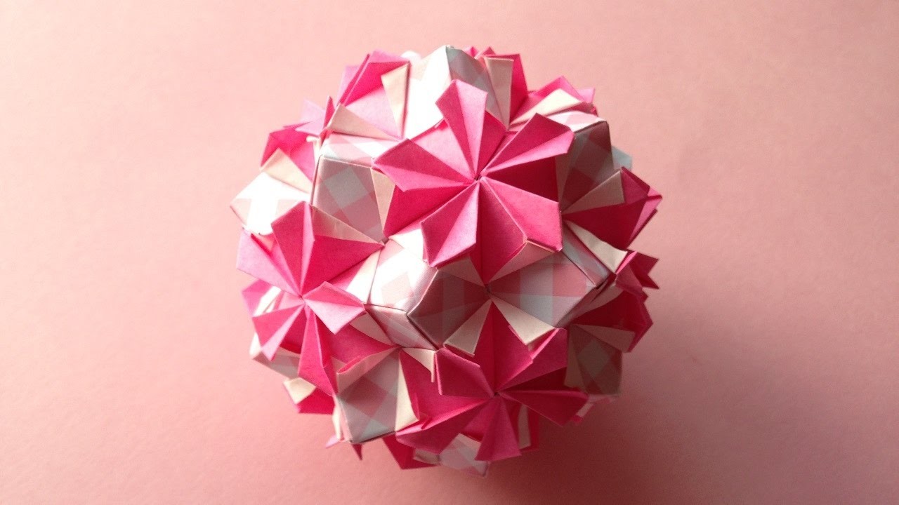 Origami Kusudama Flower Periwinkle 30units Instructions折り紙のくす玉 花 ニチニチソウ
