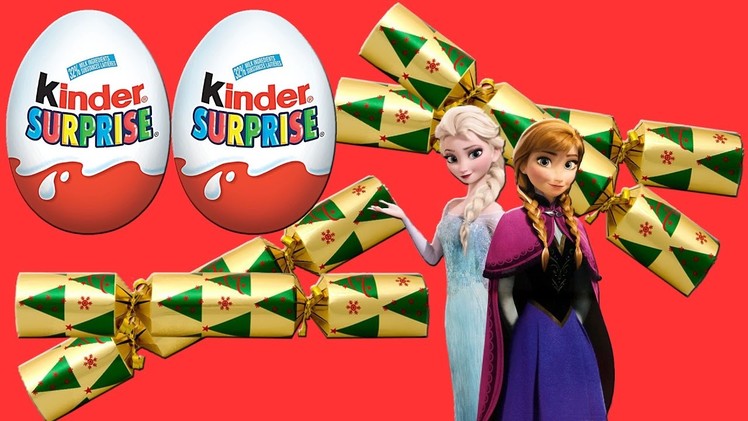 Christmas Frozen Elsa Chocolate Surprise Eggs! Kinder Surprise Christmas Crackers Unboxing