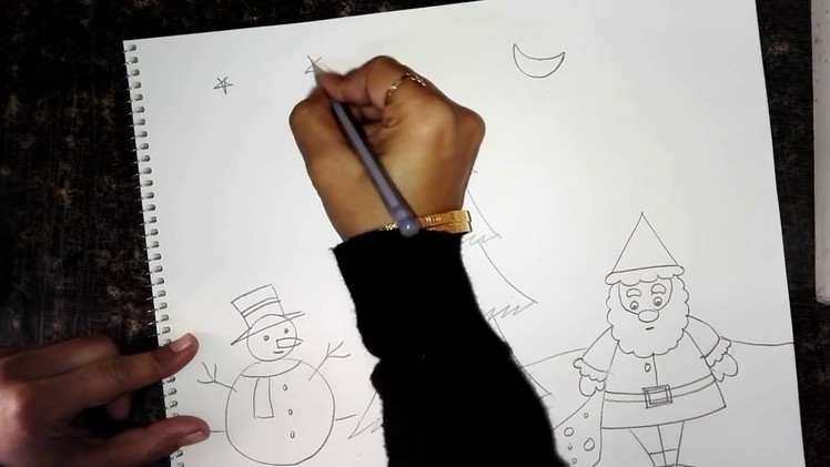 Easy Christmas Drawing for Kids- Santa Claus & Snowman