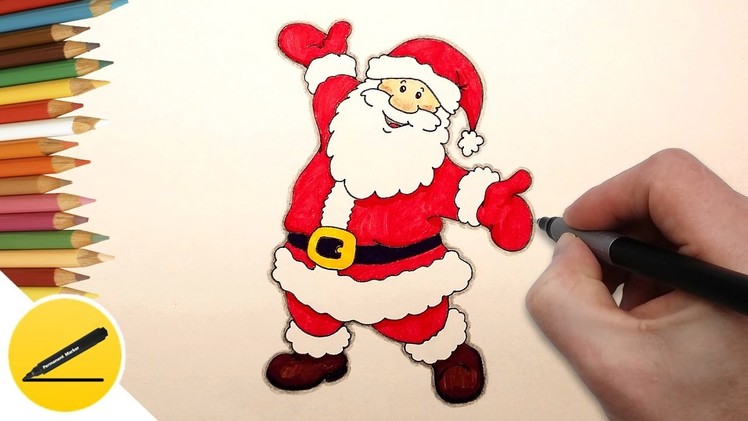 How to Draw Santa Claus Step by Step Easy - Christmas drawings ✔