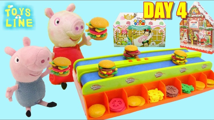 Peppa Pig Toys - Burger Mania Game and Chrisｔmas Advent Calendar Unboxing Day 4 TOYSLINE