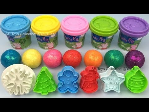 Play and Learn Colors Glitter Play Doh Balls with Christmas Themed Molds Fun & Creative for Children
