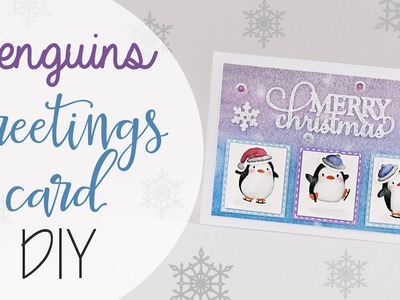 Watercolor Penguins Greetings card DIY - Card d'auguri Pinguini Acquerello