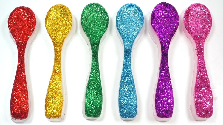 DIY How To Make Colors Glitter Clay Slime Spoon Kinetic Sand Modeling