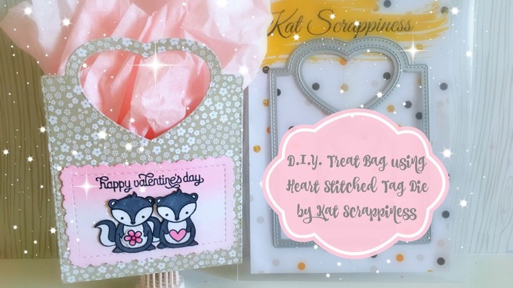 DIY Treat Bag Using Heart Stitched Tag Die by Kat Scrappiness