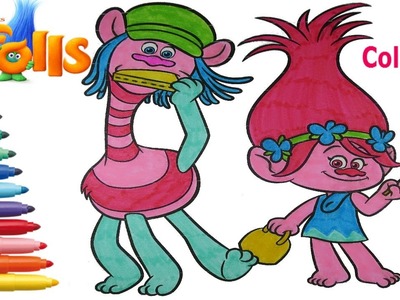 DreamWorks Trolls Movie Coloring Book Poppy and Cooper. Markers Speed. How to color Poppy - Cooper