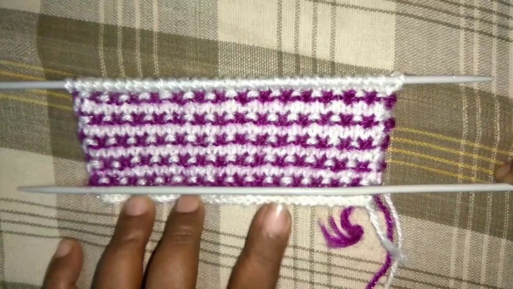 Easy Two Color Knitting Design No.14| Hindi