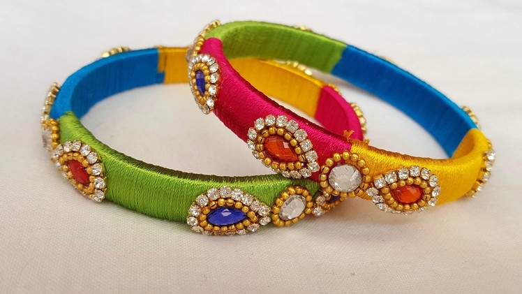 How to make bangles using silk thread | silk thread bangles colour combinations