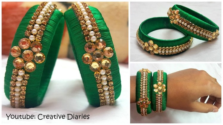 How to make Latest Designer Silk thread bangles at home I Party wear bangles I Creative Diaries