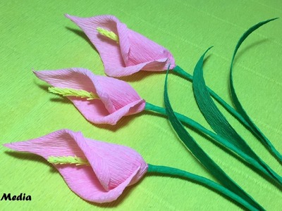 How To Make origami craft paper Calla Lily Flower.calla lily crepe paper flowers-Craft Tutorial