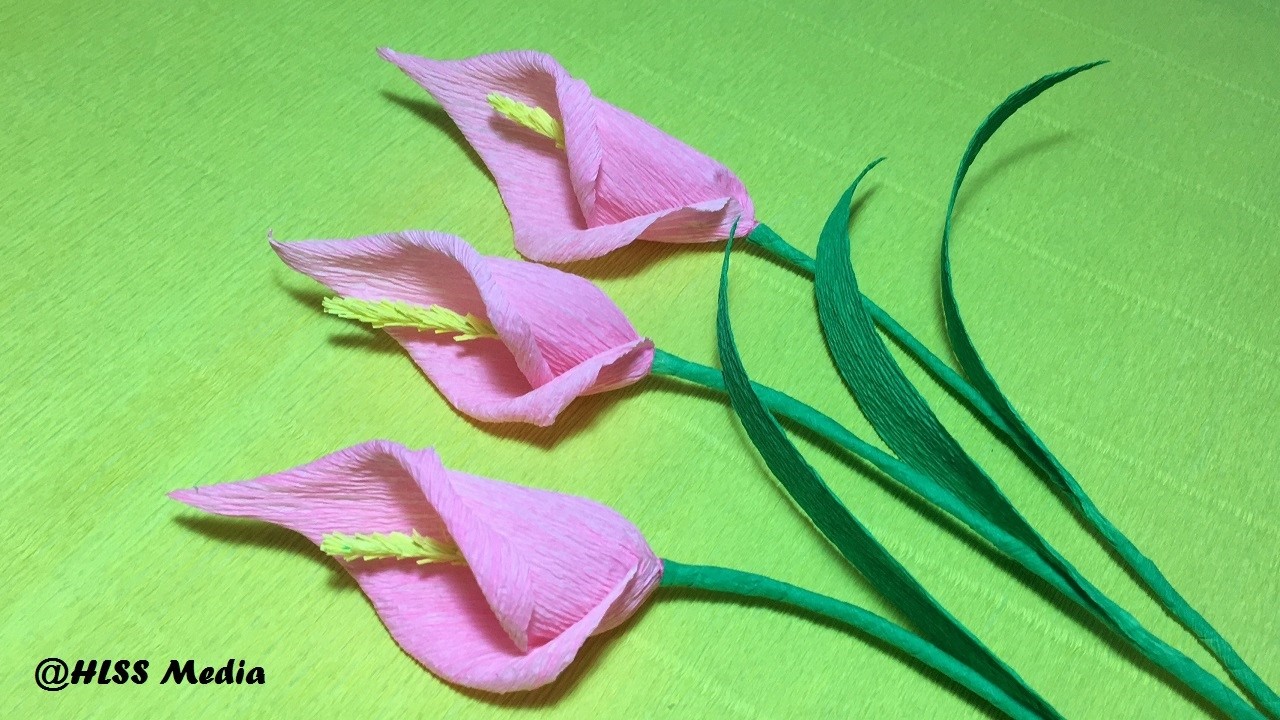 How To Make Origami Craft Paper Calla Lily Flowercalla Lily Crepe Paper Flowers Craft Tutorial