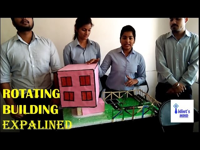 How to make ROTATING BUILDING-civil engineering students project-science working model.EASY WAY
