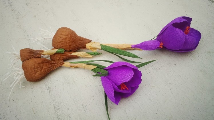 How To Make Saffron Crocus Paper Flower From Crepe Paper - Craft Tutorial