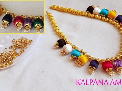 How to make  Silk Thread Bridal Necklace (9 colors ) at Home | video Tutorials
