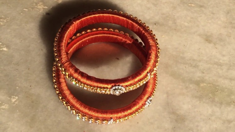 Silkthread bangle making with beads | How to make silk thread bangles