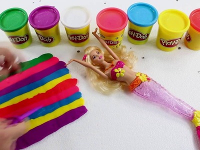DIY - How to make Rainbow Tail for Mermaid? - Play-Doh & Barbie