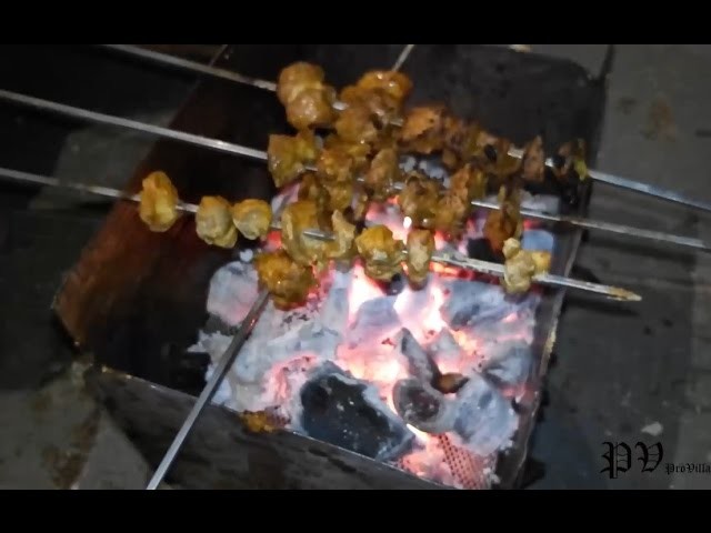 Easy Grilled Chicken Barbeque-How to Make Kebab.Kabab on Home Made Grill Charcoal Tasty Village Food
