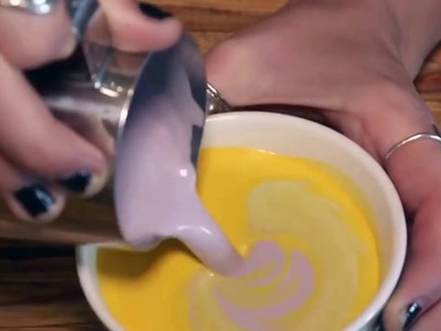 Excellent rainbow and paint latte art