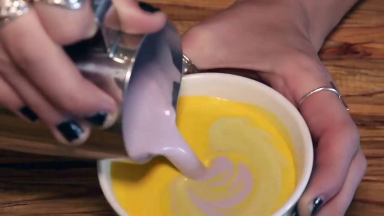Excellent rainbow and paint latte art
