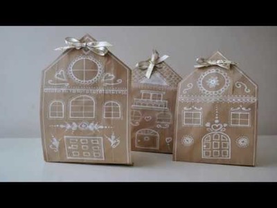 Gingerbread houses paper bag gift wrap
