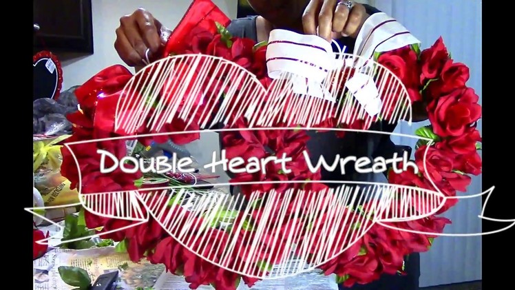 Home Decor.Dollar Tree DIY Double Heart Wreath