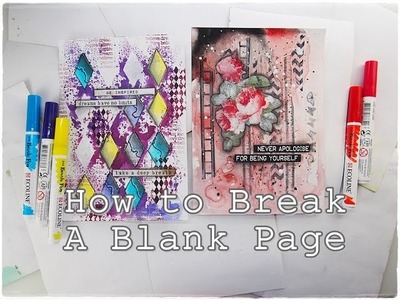 How to Break A Blank Page Mixed Media Art Journaling part7 ♡ Maremi's Small Art ♡
