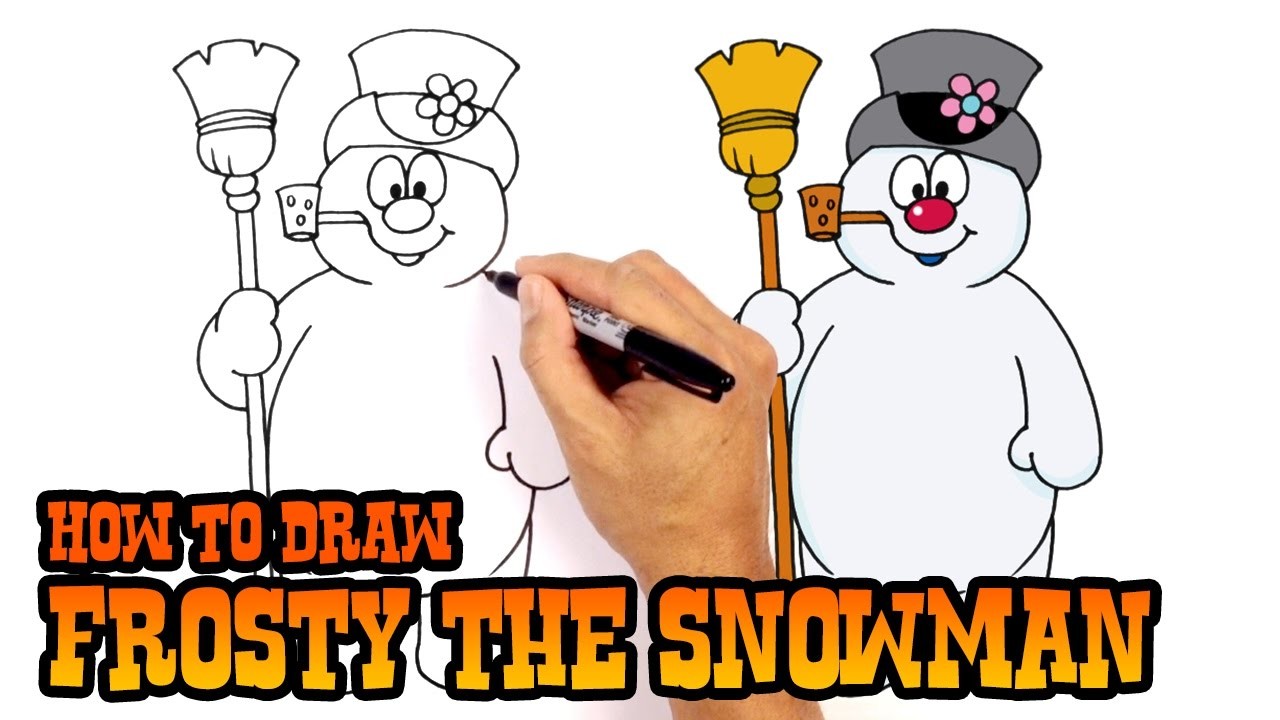 How To Draw Frosty The Snowman Christmas Drawing Lesson 9969