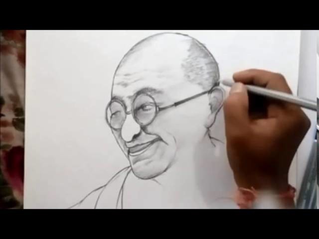 How to draw mahatma gandhi sketch by Pavan (hcl)