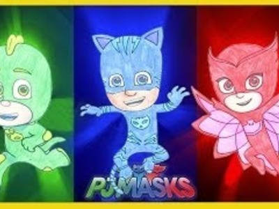How to draw PJ Masks Characters: Owlette, Catboy, Gekko - Best Coloring for Kids Christmas 2016